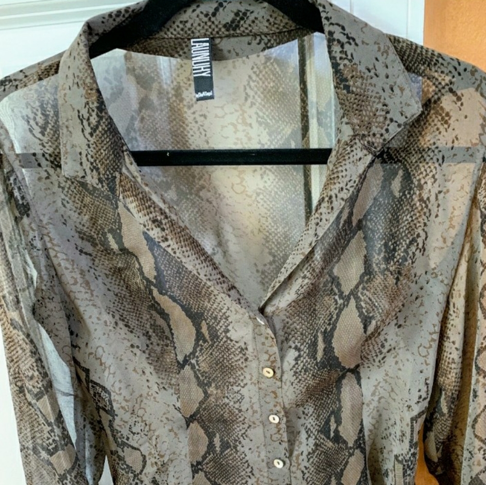 Exotic snakeskin sheer fitted top